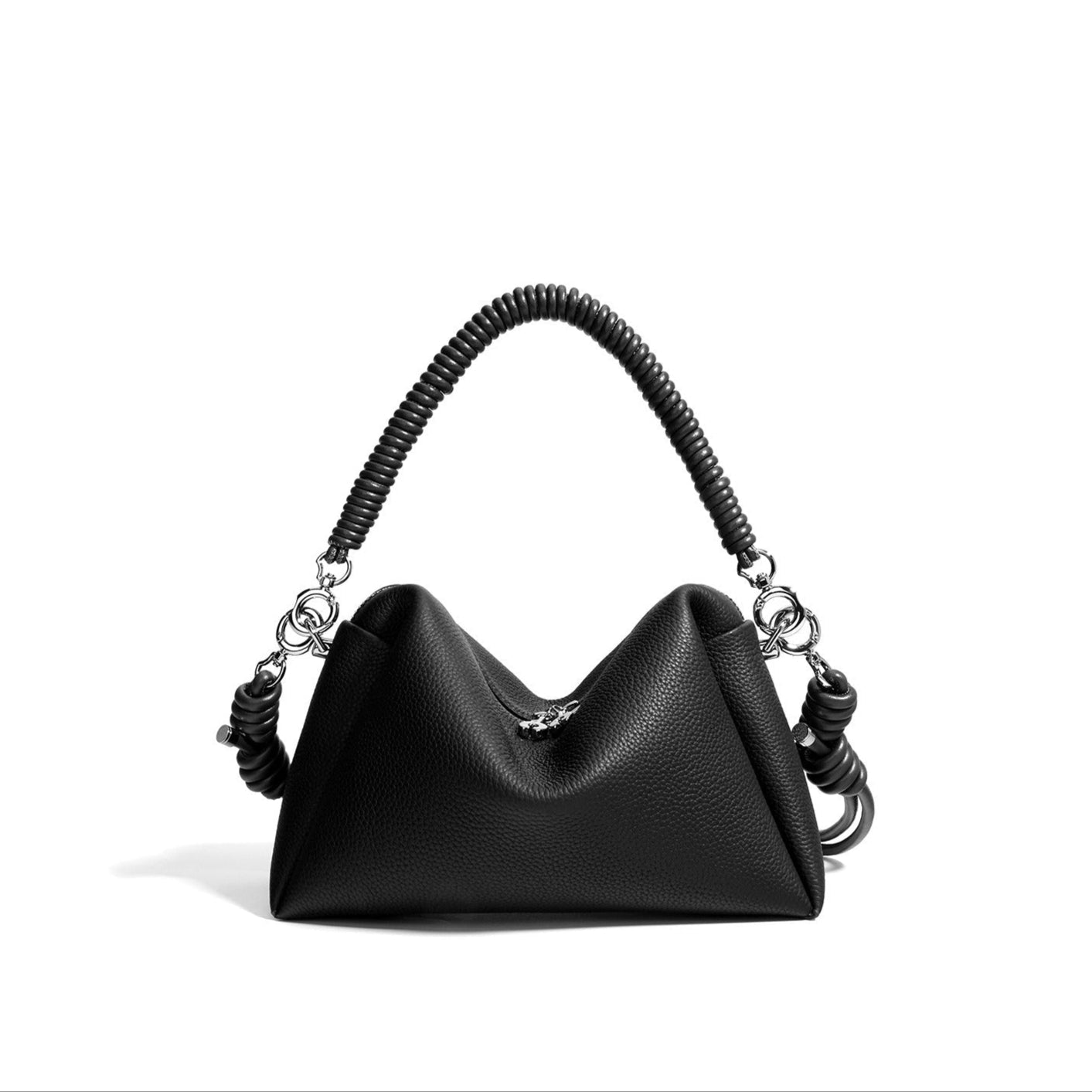 Schoudertas van echt leer voor vrouwen met gevlochten handvat - Mireya