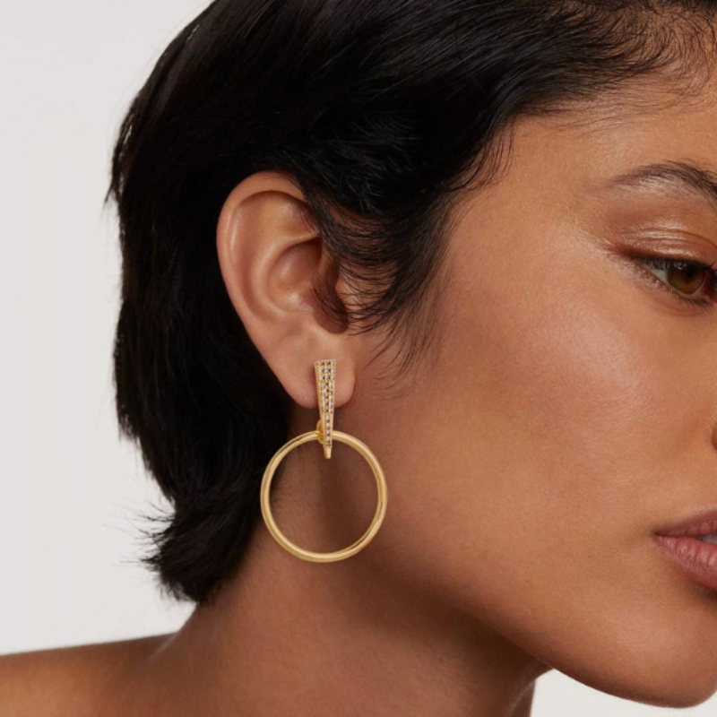 Elegante Gouden Geplateerde Ronde Paperclip Oorbellen - Megan