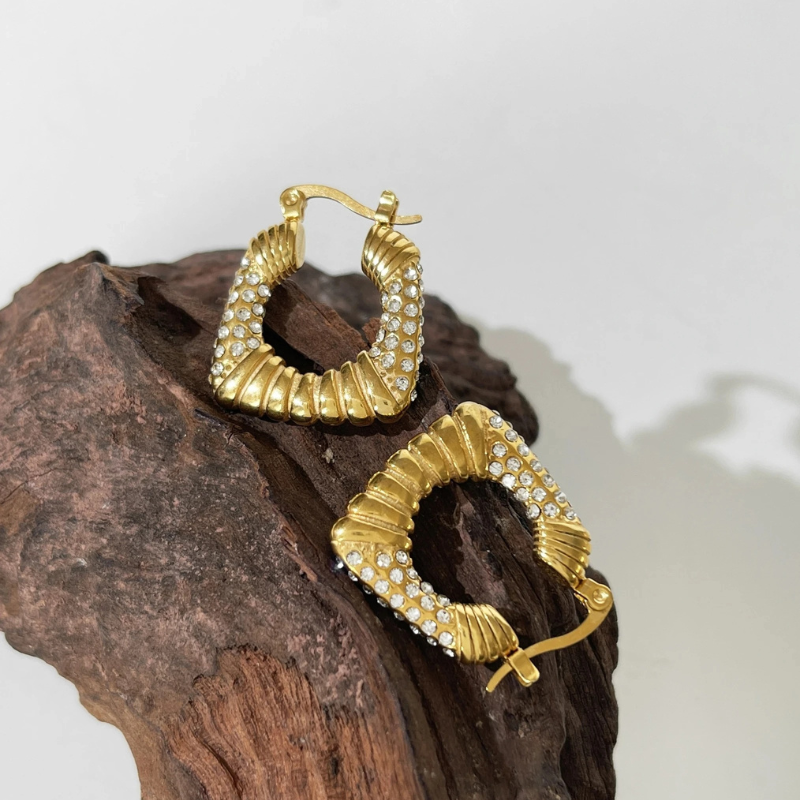 Gouden Vergulde Kristallen Hoepel Oorbellen - Annette