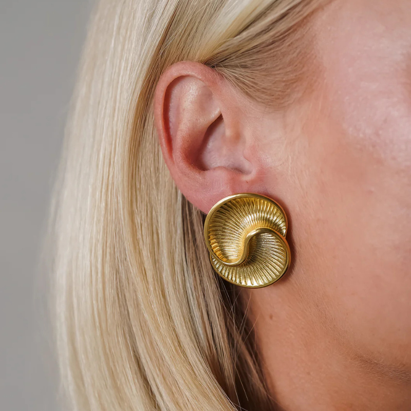 Gouden Geweven Spiraal Oorbellen - Clover