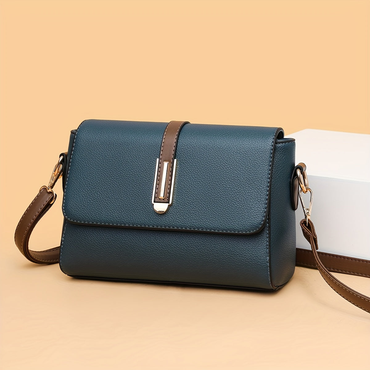 Annemiek™| Retro PU Leren Crossbody Tas met Kleurcontrast