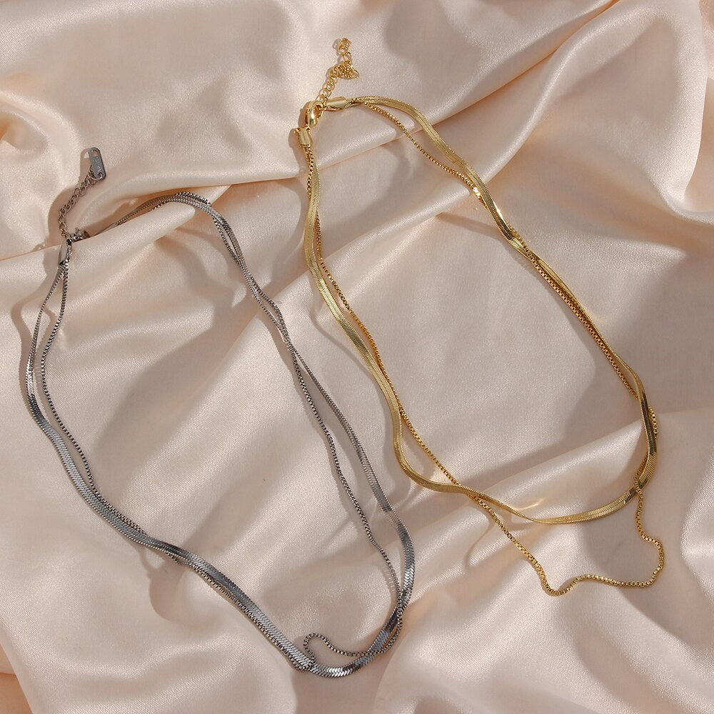 Elegant Gelaagde Visgraatketting - Isa voor een stijlvolle uitstraling