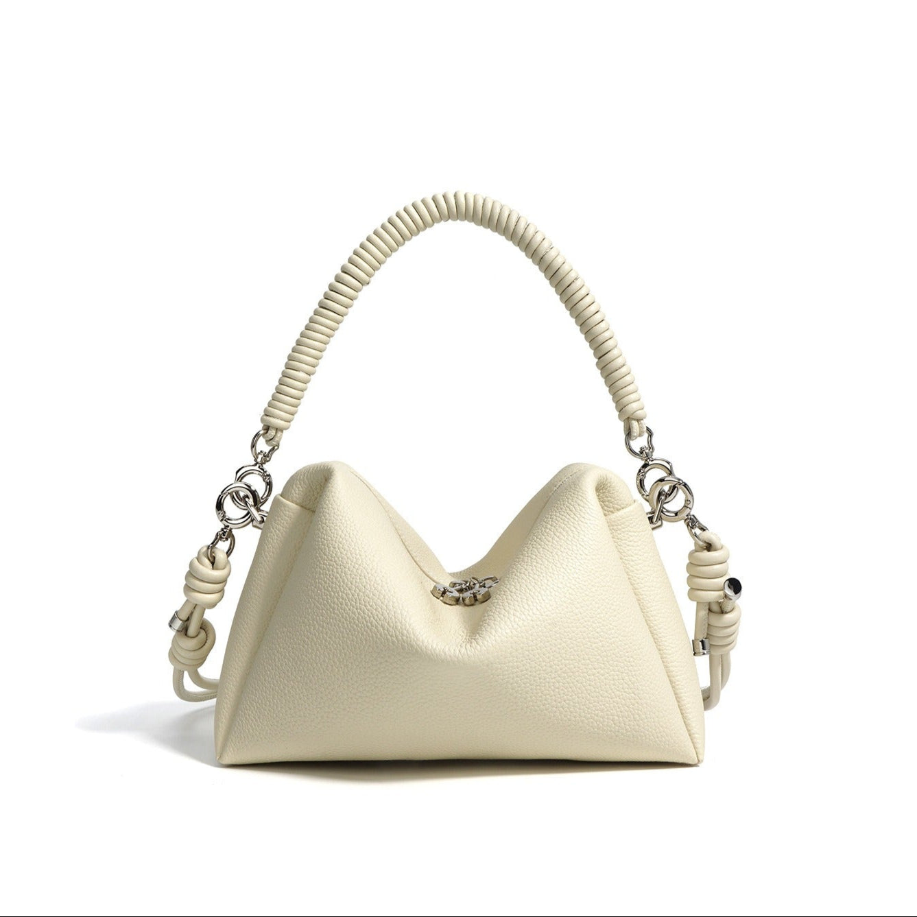 Schoudertas van echt leer voor vrouwen met gevlochten handvat - Mireya