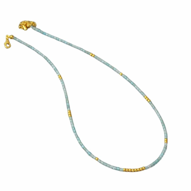 Elegante Zeeblauwe Kralen Clavicula Ketting - Luna, de perfecte accessoires voor een stijlvolle look