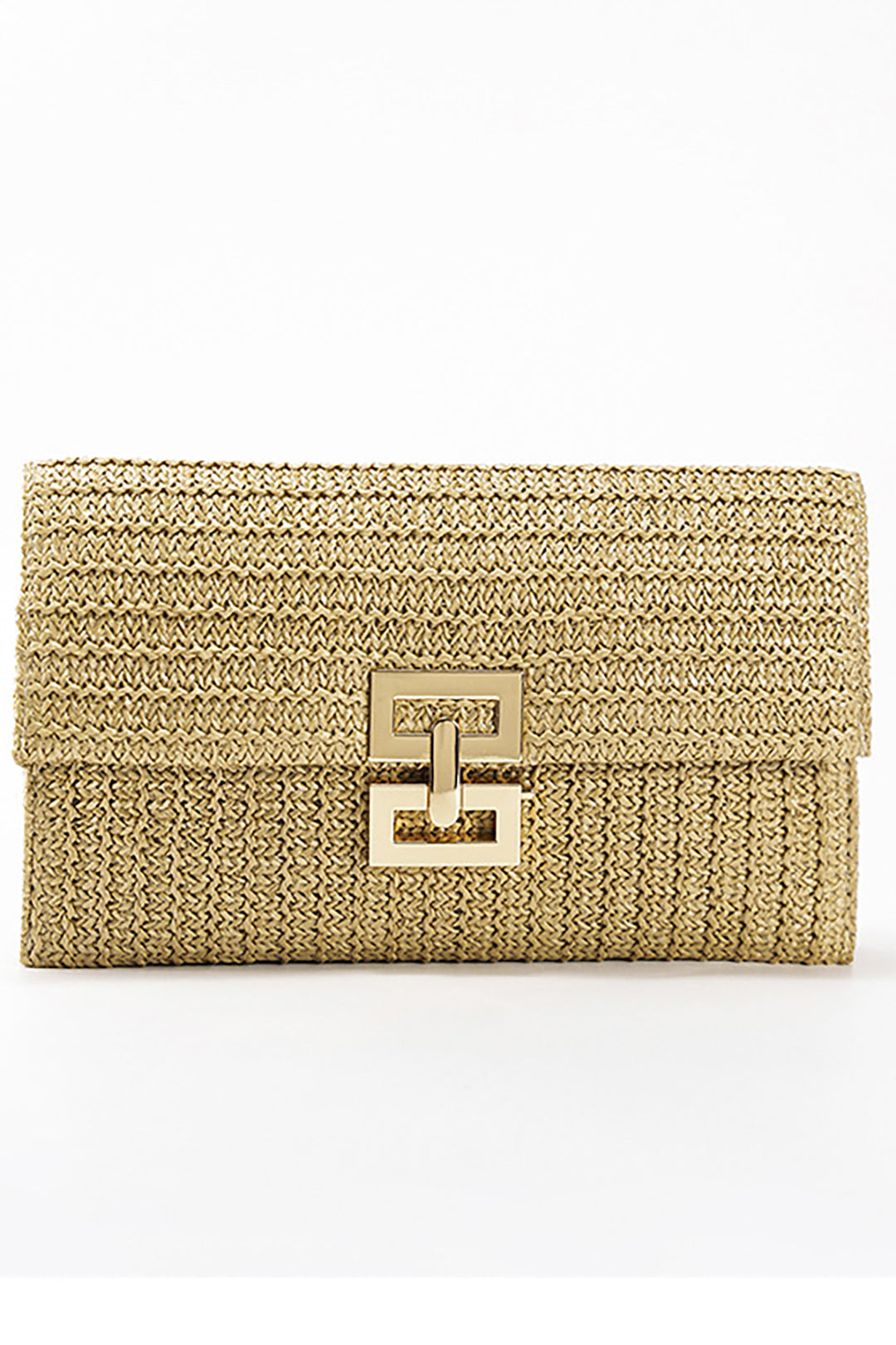 Chic Strohoed Geweven Clutch Tas