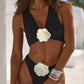 High-end hoge taille bikini set met 3D bloemrijke details voor dames