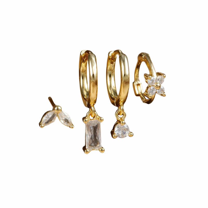 Elegante Bloem Vierkante Oorbellen Set voor Vrouwen - Vero