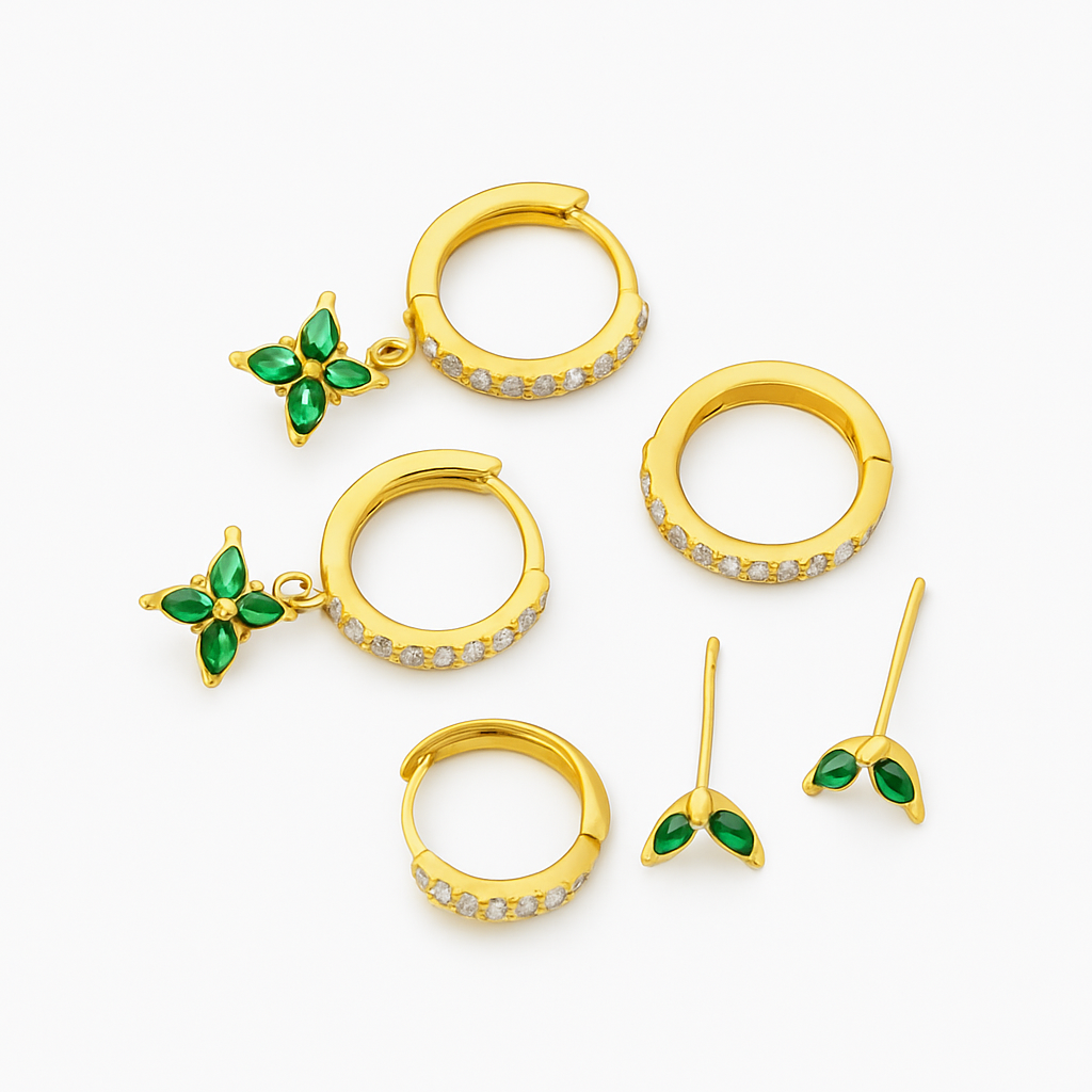 Elegante Dames Trio Oorbellen in Tijdloos Goud