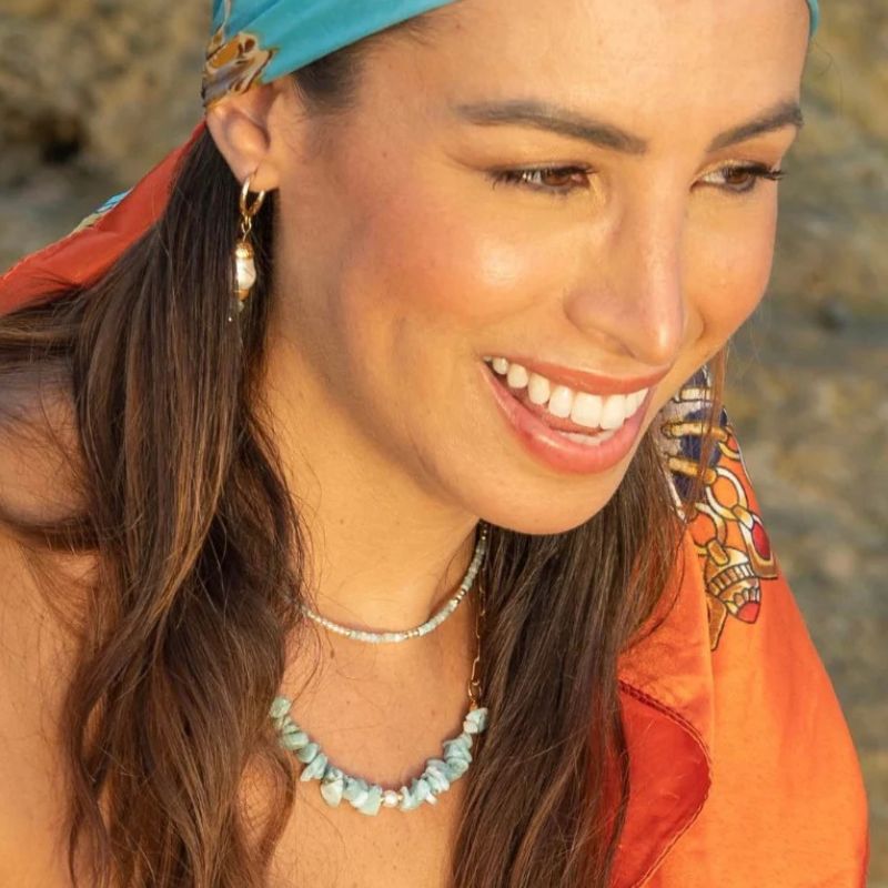 Elegante Zeeblauwe Kralen Clavicula Ketting - Luna, de perfecte accessoires voor een stijlvolle look