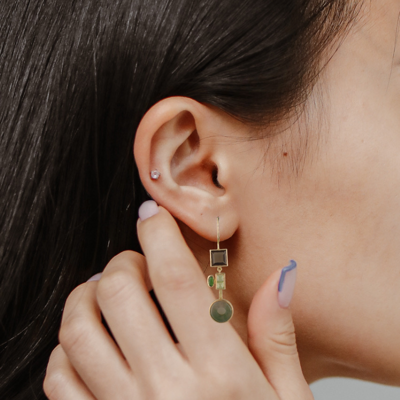 Elegante Druppel Oorbellen met Levendige Kleurrijke Stenen - Ire