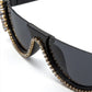 Sparkling Rhinestone Embellished Half Frame Sunglasses