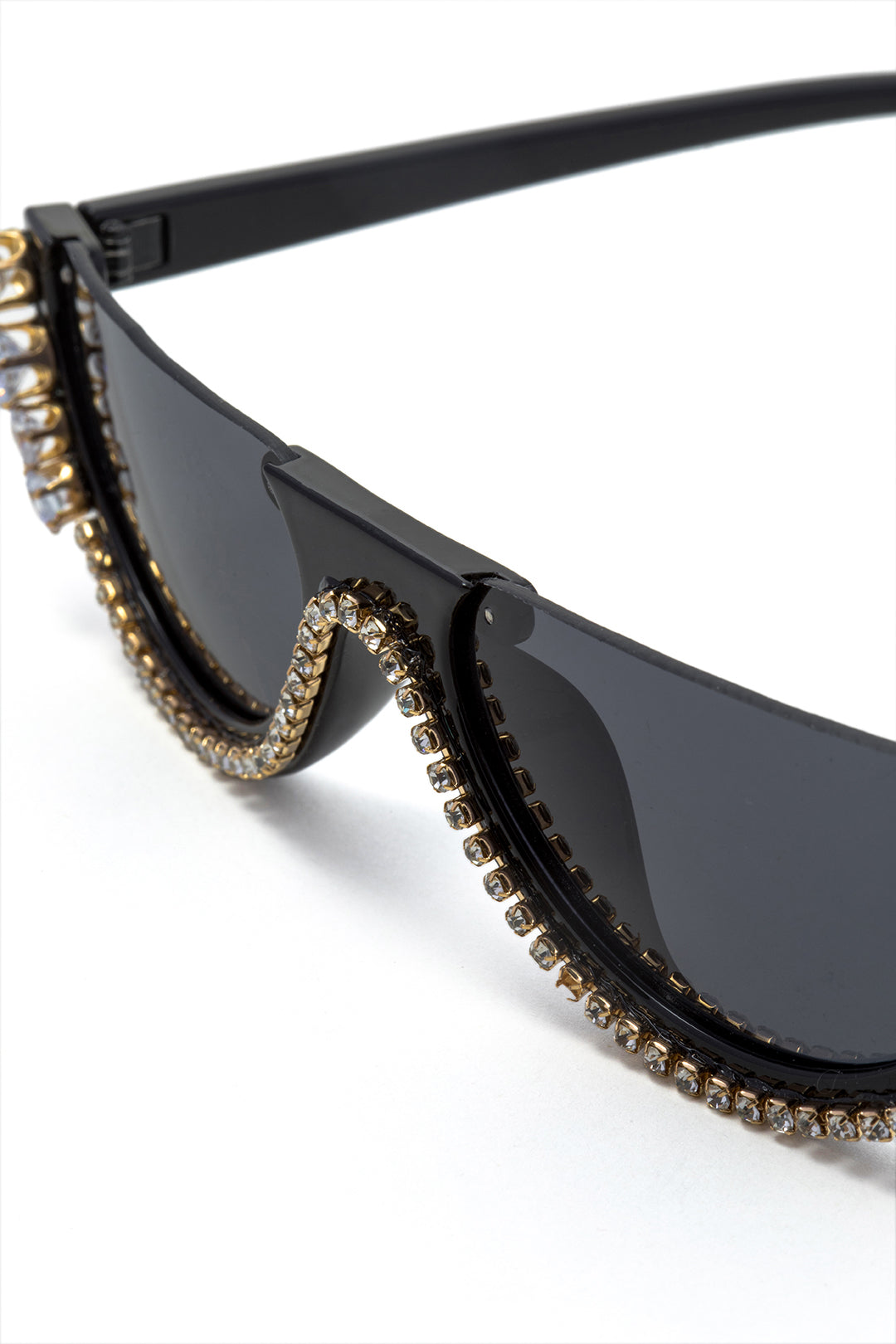 Sparkling Rhinestone Embellished Half Frame Sunglasses
