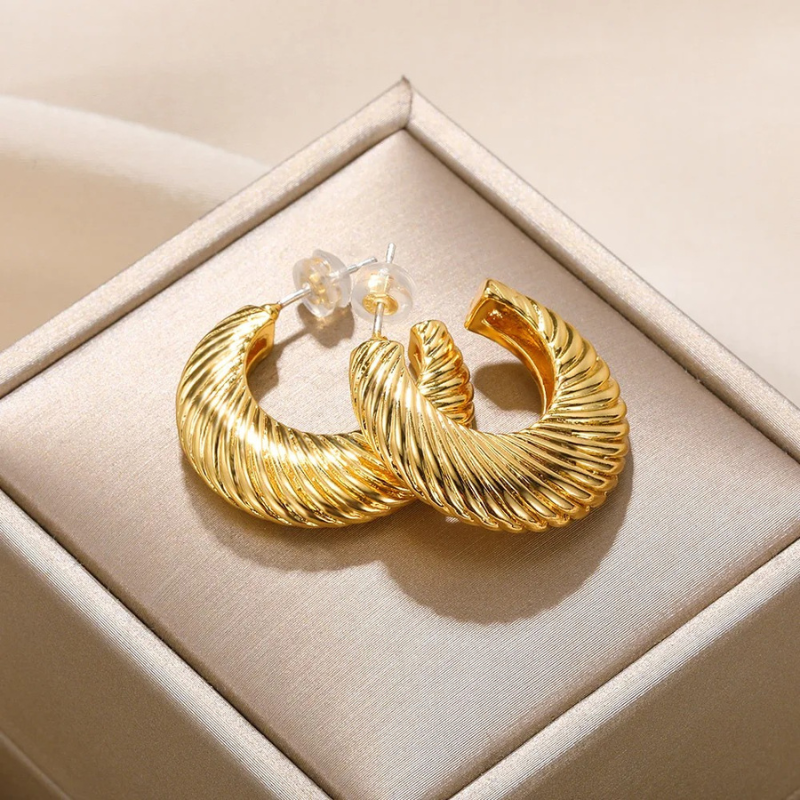 Grove Gedraaide Hoepel Oorbellen - Zoe