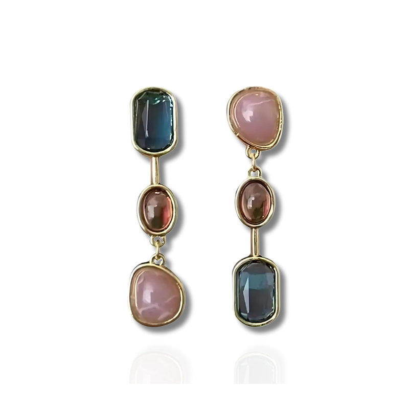 Hanger Oorbellen met Kleurrijke Stenen - Sisi