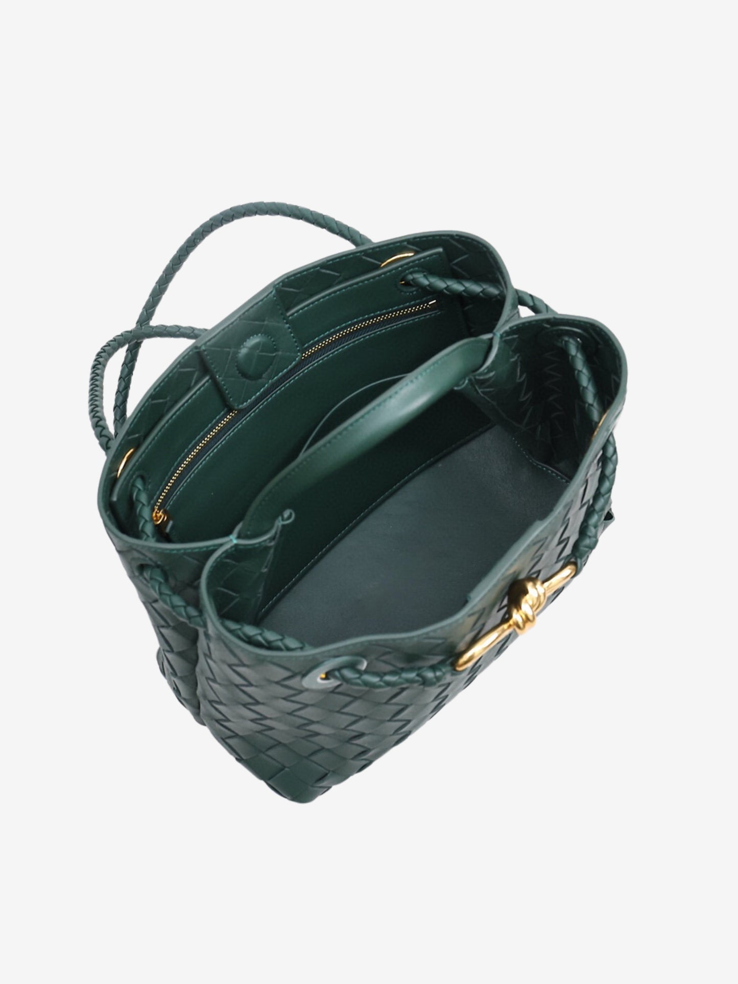 Kleine Gevlochten Dames Handtas met Gouden Details