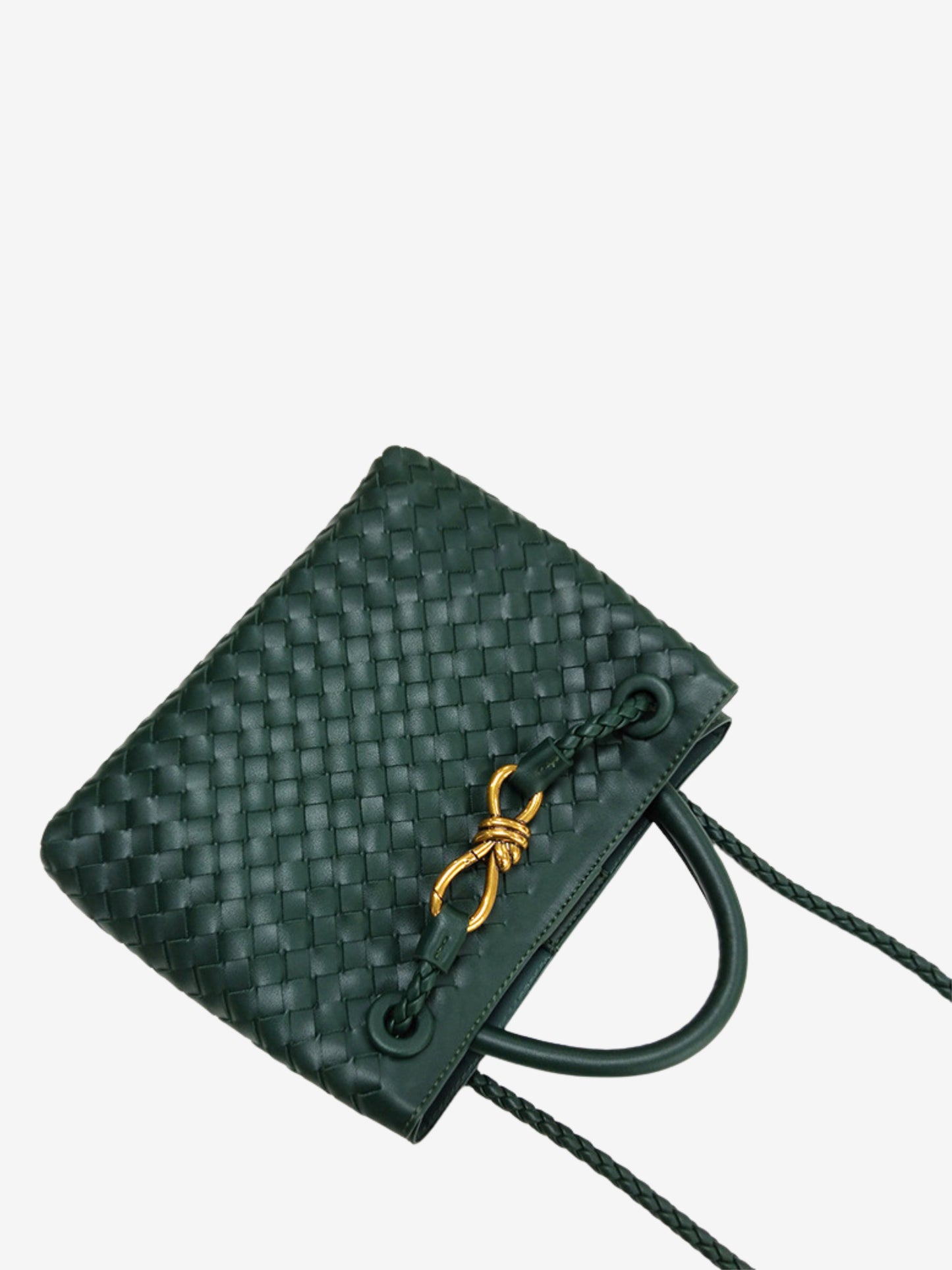 Kleine Gevlochten Dames Handtas met Gouden Details