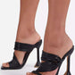 Metaal high heel sandalen met ruches en vierkante aspedster