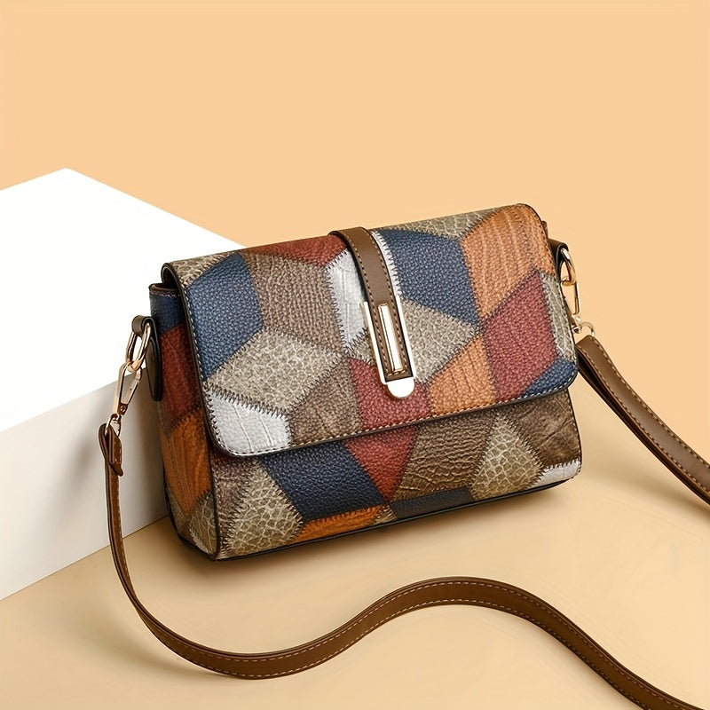 Annemiek™| Retro PU Leren Crossbody Tas met Kleurcontrast