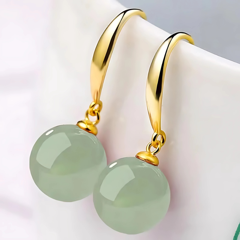 Groene Parel Druppeloorbellen - Jade