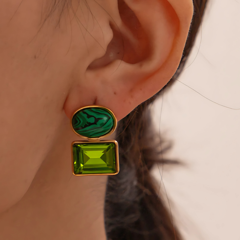 Elegante dubbele laag stenen oorbellen - Cameron voor een stijlvolle uitstraling