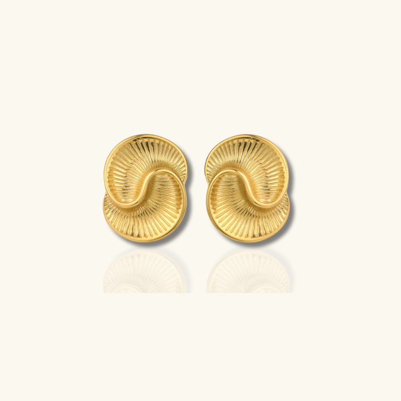 Gouden Geweven Spiraal Oorbellen - Clover