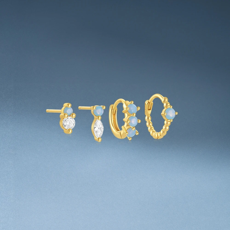 Elegante Blauw Opaal Stud Oorbellen Set - Lisa