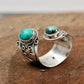 Verstelbare dubbele ringen met turquoise rand