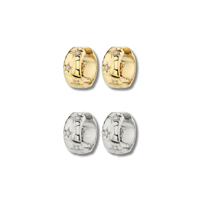 Elegant Chunky Ster Zircon Hoop Oorbellen - Angela voor een stijlvolle uitstraling