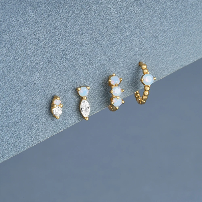 Elegante Blauw Opaal Stud Oorbellen Set - Lisa