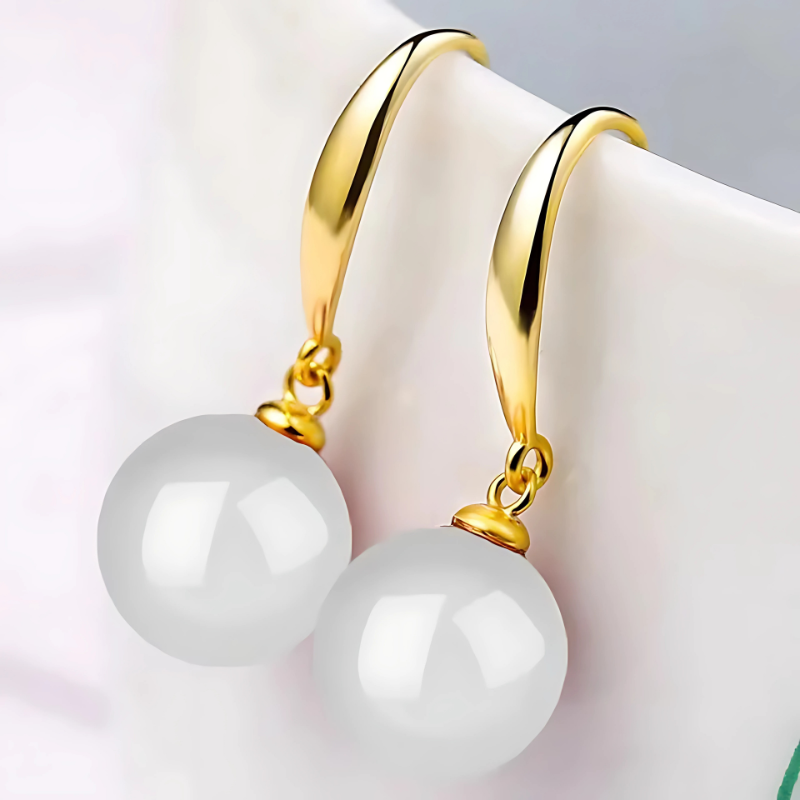 Groene Parel Druppeloorbellen - Jade