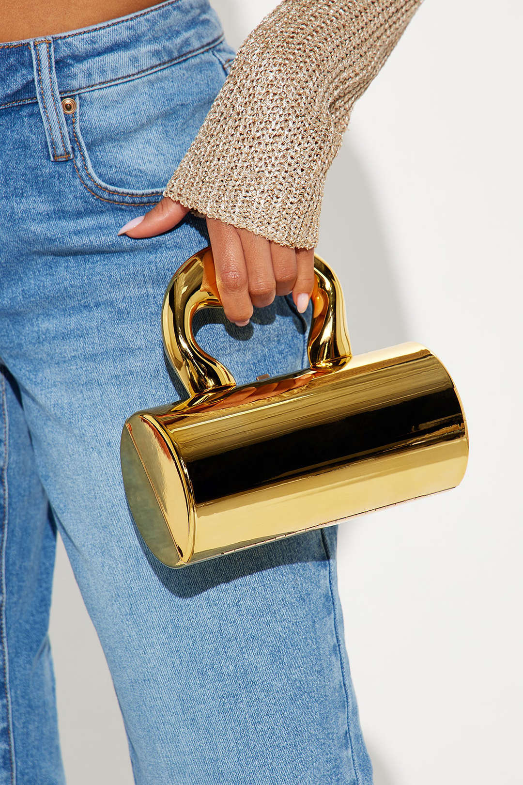 Glanzende Metalen Handtas voor Een Chic Stijl