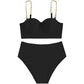 Betoverend hoge taille padded bikini set met trendy kettingbanddetails voor vrouwen