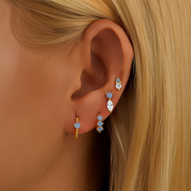 Elegante Blauw Opaal Stud Oorbellen Set - Lisa