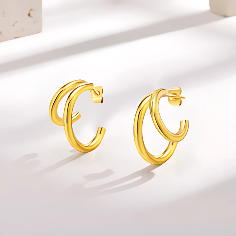 Elegante Dubbelgelaagde Oorknopjes – Nora voor een stijlvolle uitstraling