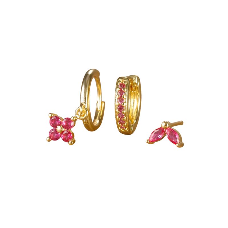 Elegante Bloem Oorbellen Set in Edelstahl - Monri