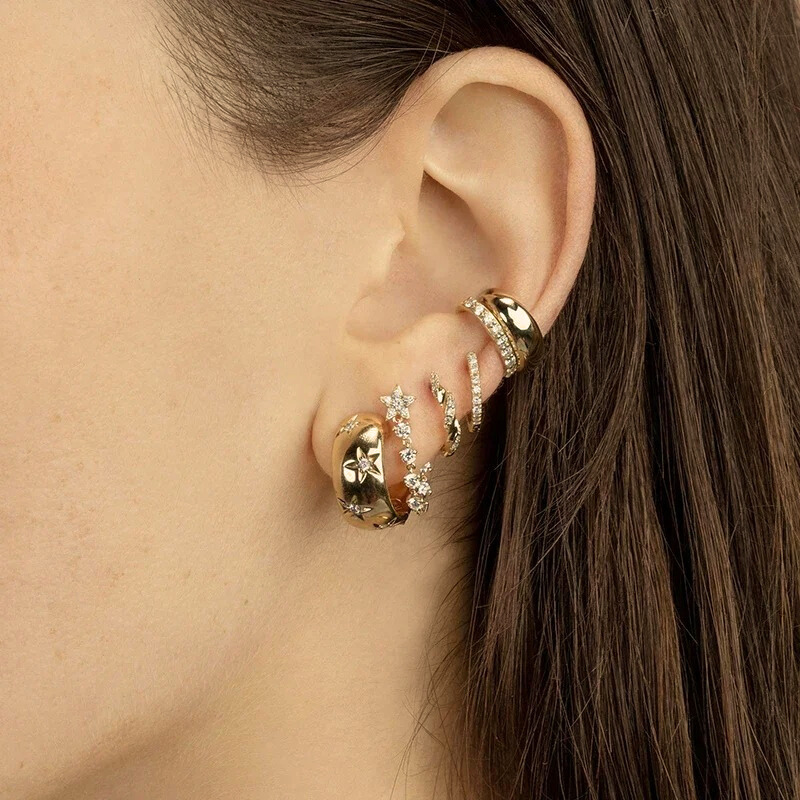 Elegant Chunky Ster Zircon Hoop Oorbellen - Angela voor een stijlvolle uitstraling