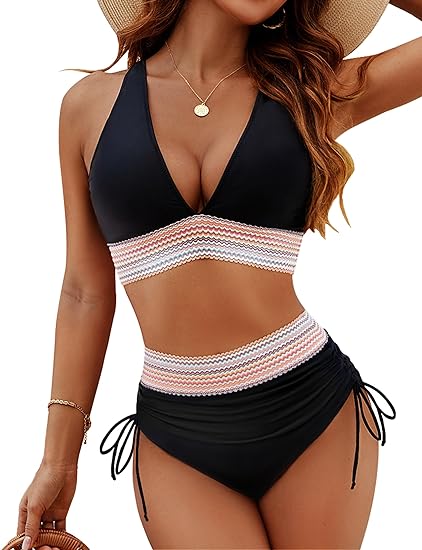 Dames Bikini Set - Hoog Taille Corrigerend Bottom - Verstelbaar Driehoek Bovenstuk