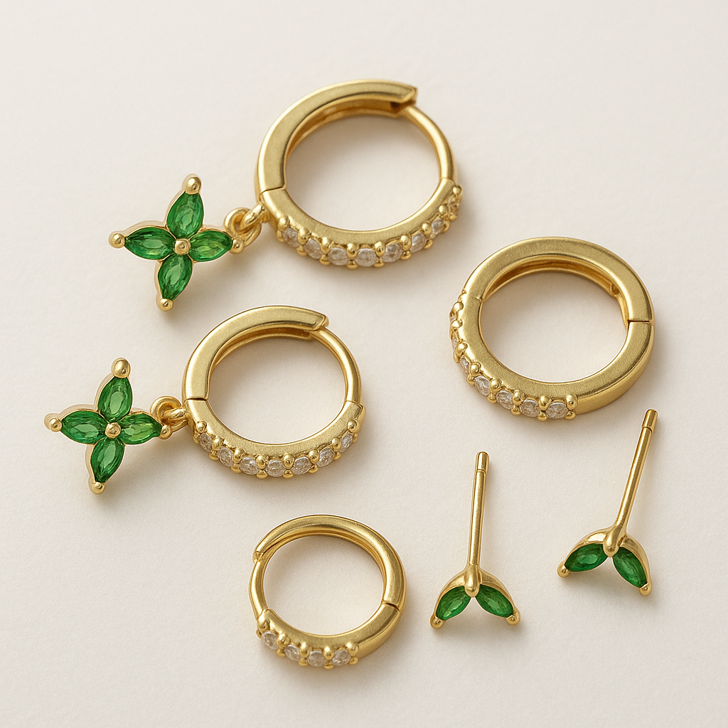 Elegante Dames Trio Oorbellen in Tijdloos Goud