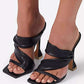 Metaal high heel sandalen met ruches en vierkante aspedster