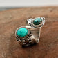Verstelbare dubbele ringen met turquoise rand