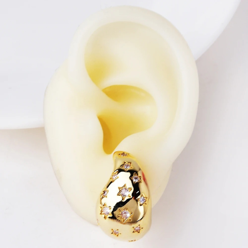 Chic Elegante Oorbellen met Druppelvorm en Ster Zirkoon Studs - Eugenia