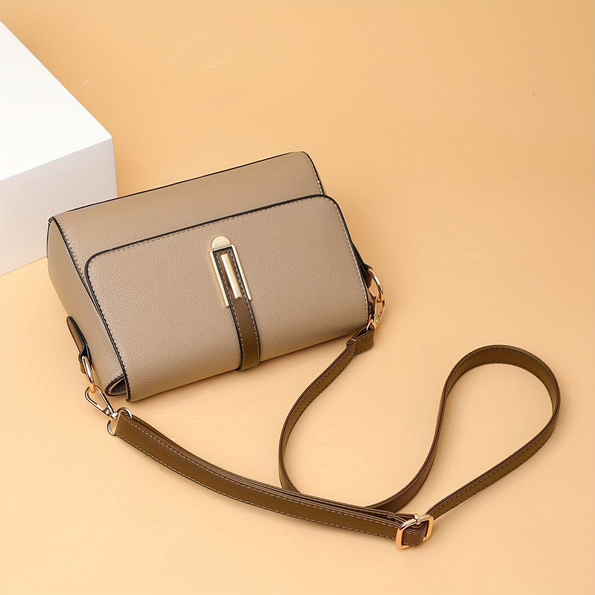 Annemiek™| Retro PU Leren Crossbody Tas met Kleurcontrast