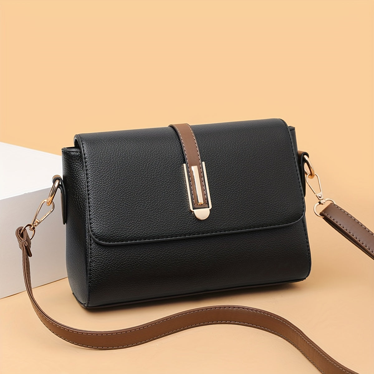 Annemiek™| Retro PU Leren Crossbody Tas met Kleurcontrast