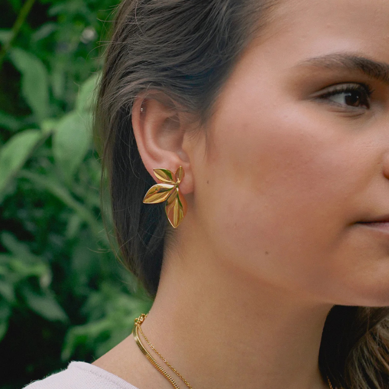 Elegante Gouden Blad Oorbellen - Natuurlijke Luxe Essentie