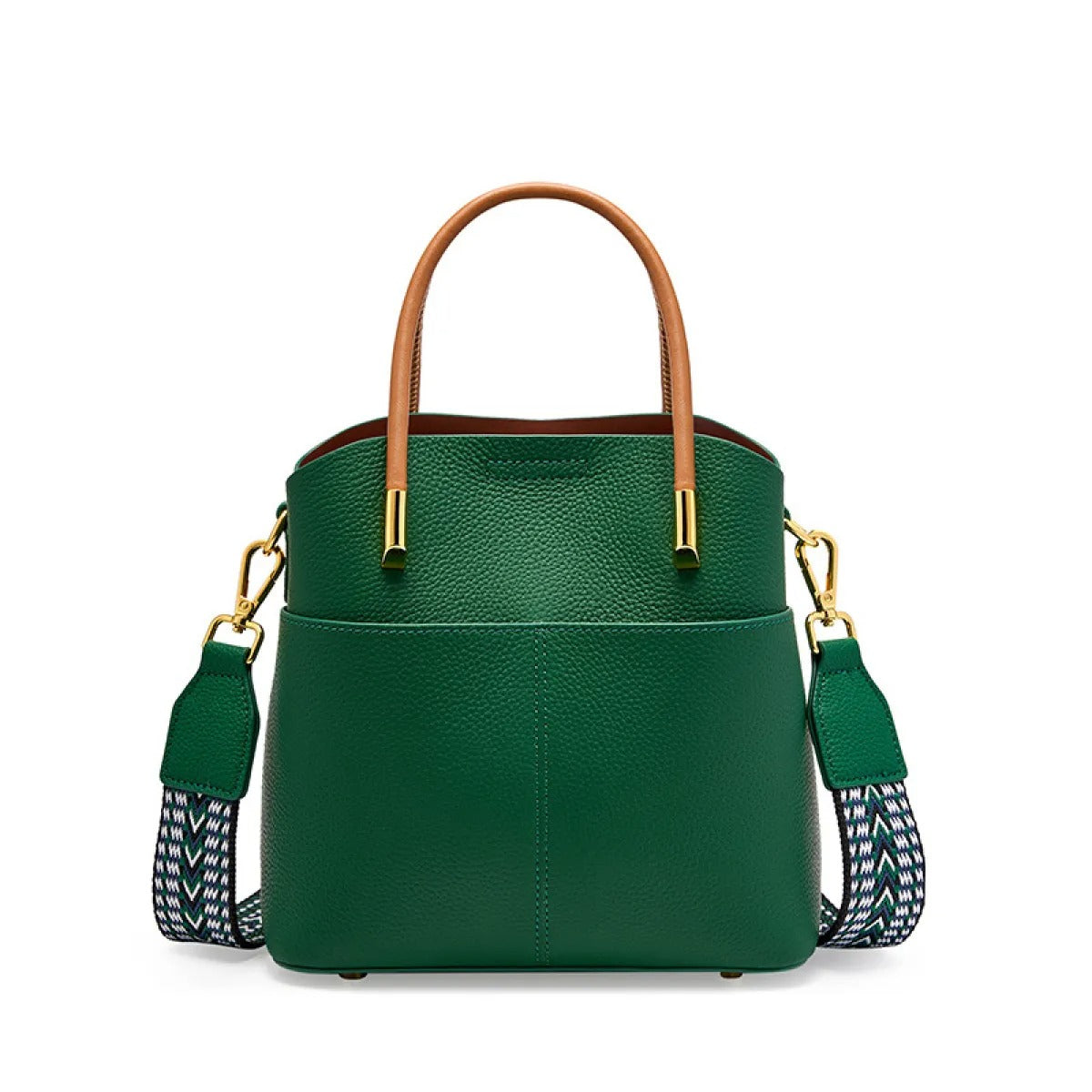 Emmerbag voor dames in generfd leer met dubbel handvat - Emilia