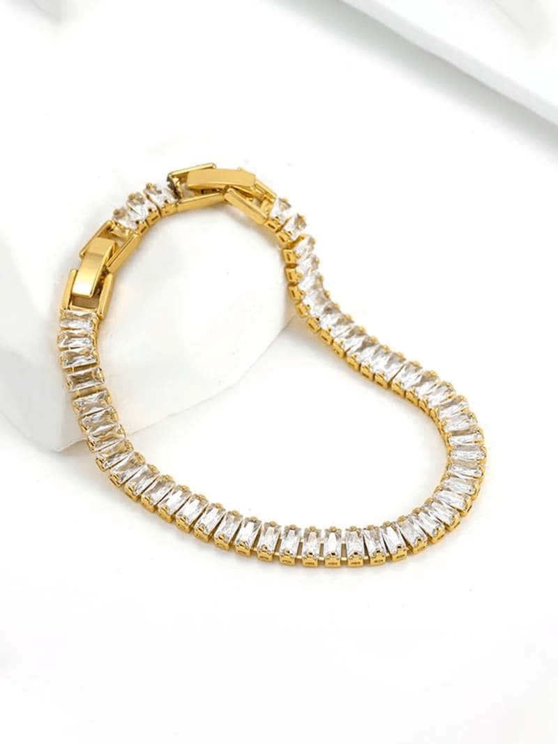 Elegante Tennis Armband Baguette met Glanzende Edelstenen