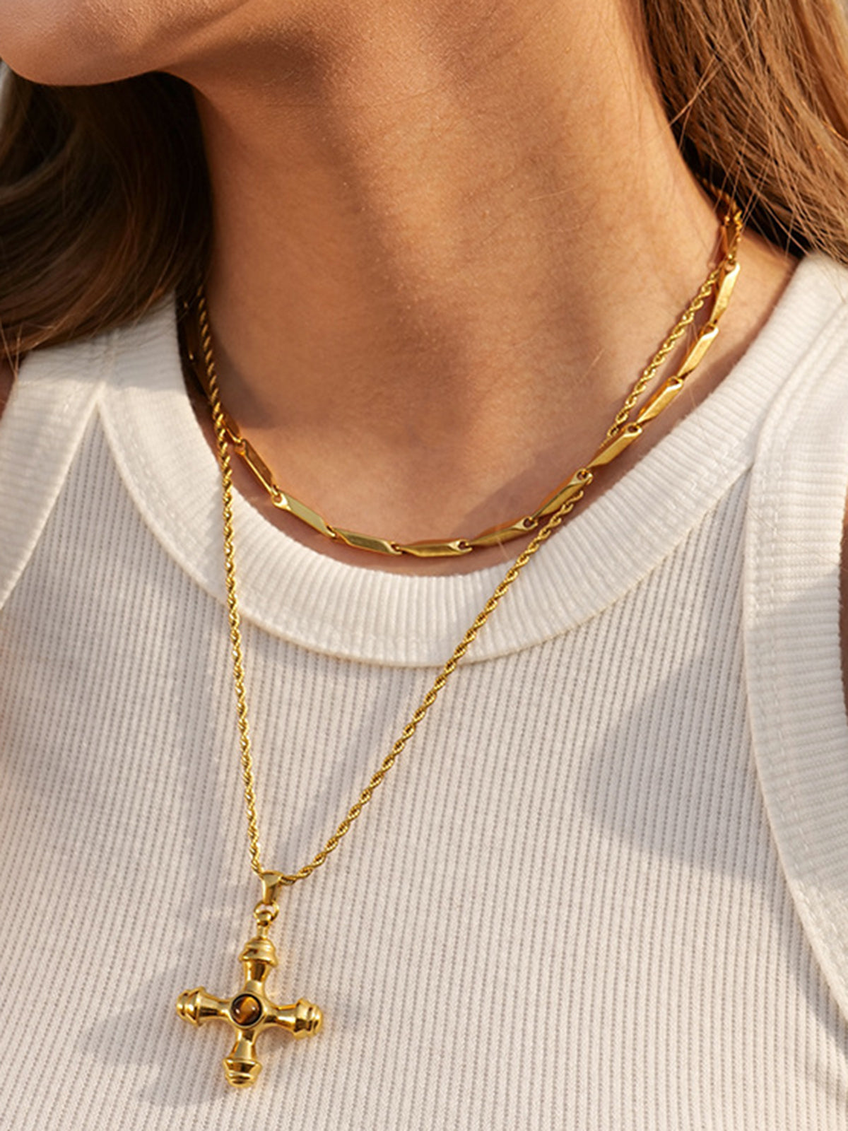 Stijlvolle Roestvrij Stalen Kruis Ketting die de Aandacht Trekt