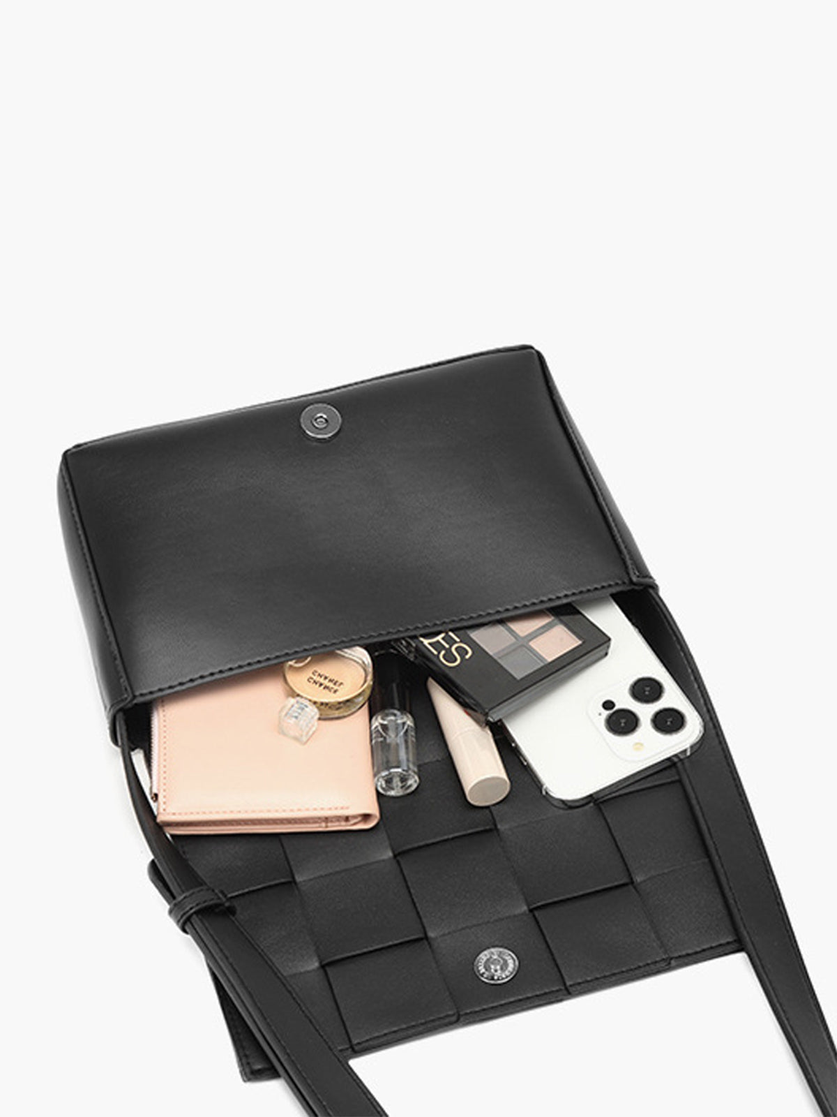 Zwarte Gewoven Schoudertas