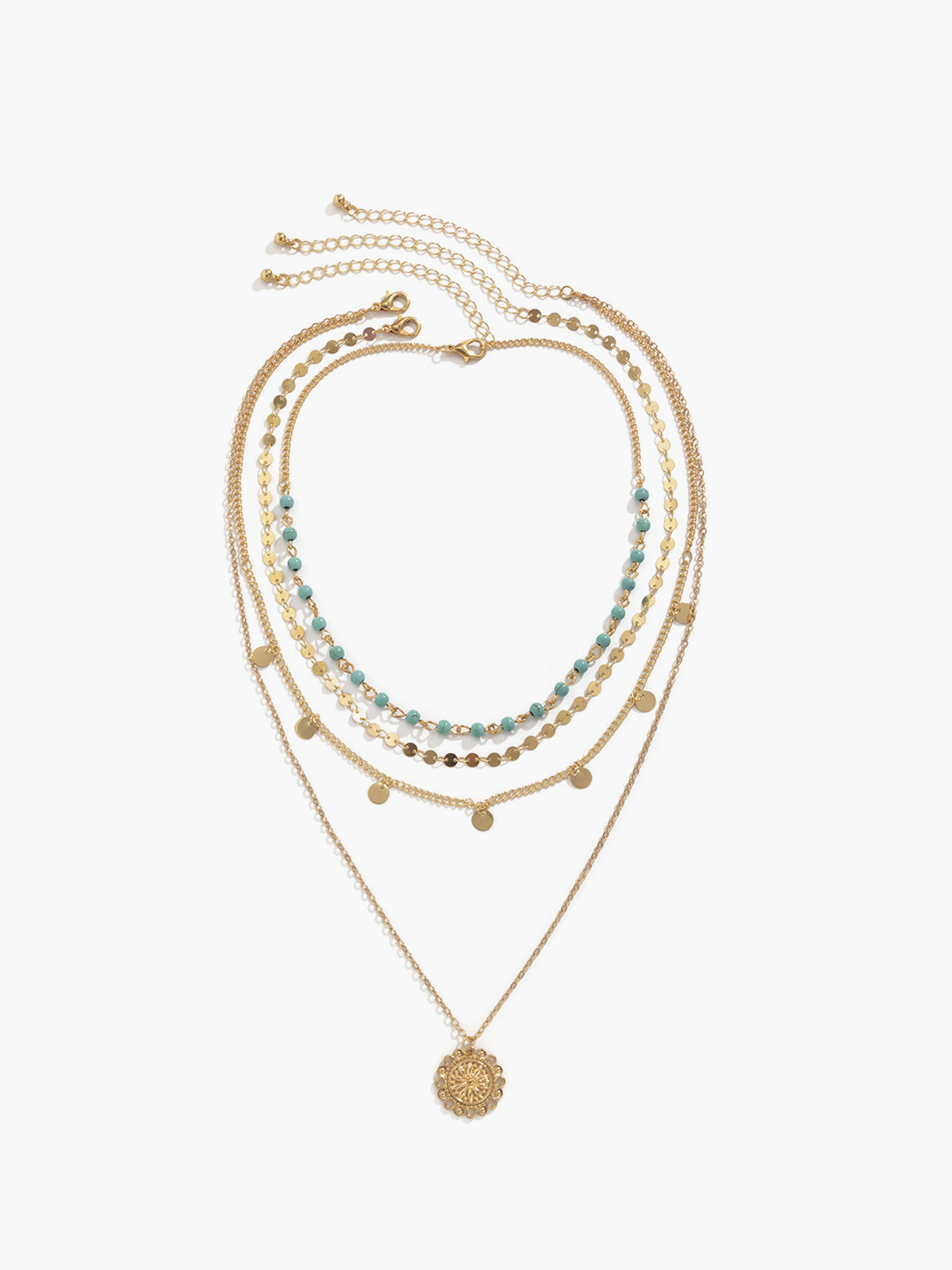 Multi-lagen turquoise ketting voor een stralende stijl