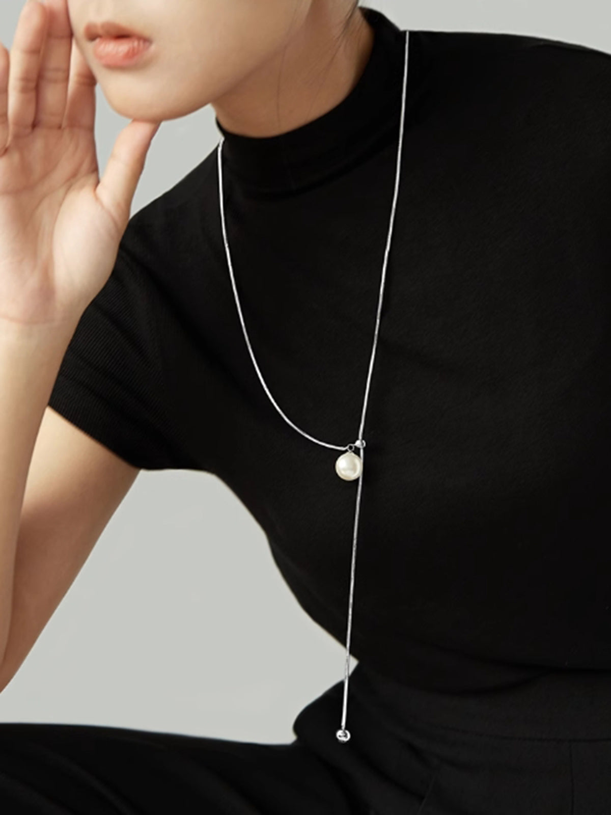 Elegante Parels Y-vormige Lariat Ketting voor een Chic en Tijdloze uitstraling